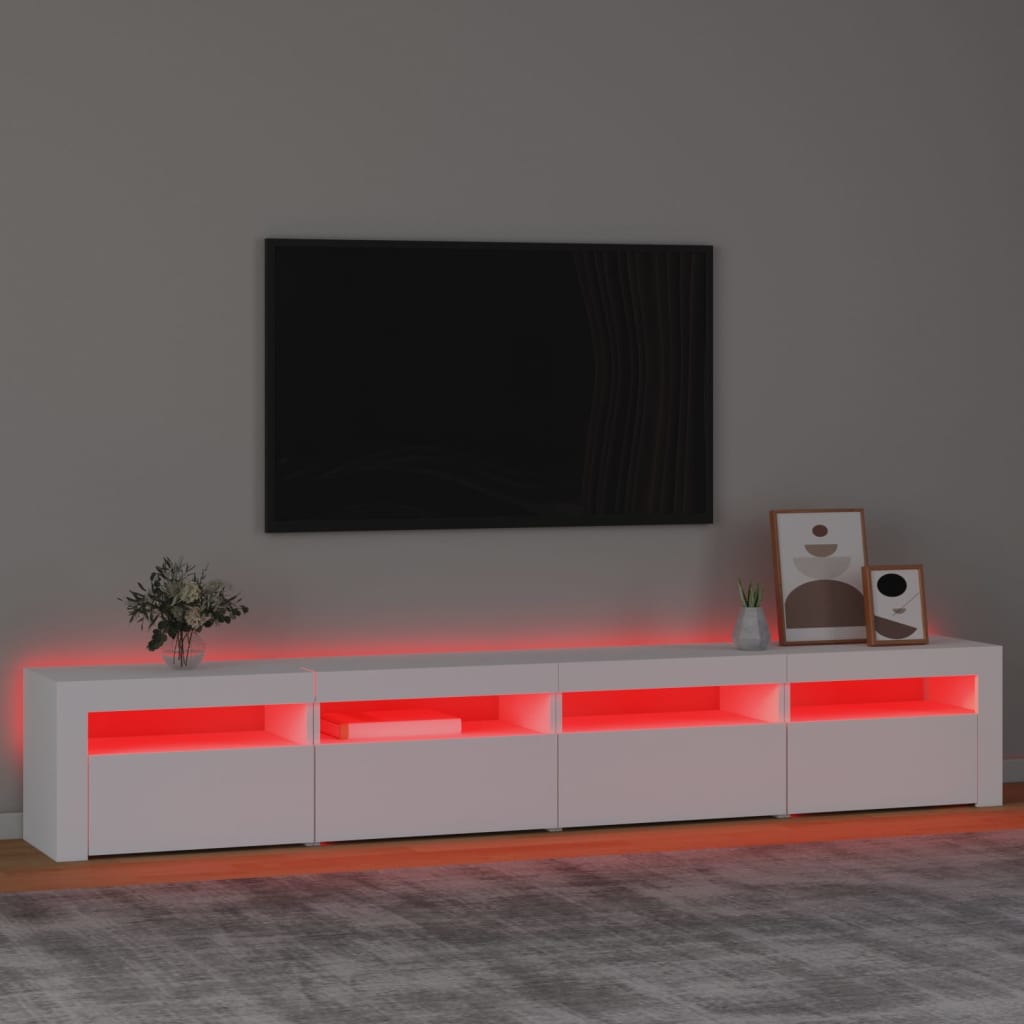 Tv-meubel met LED-verlichting 240x35x40 cm wit – afbeelding 5