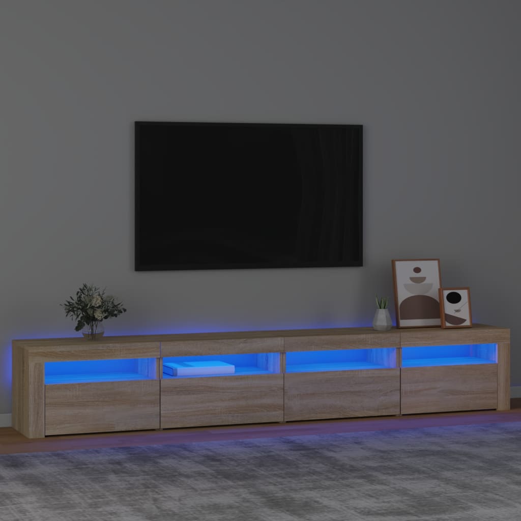 Tv-meubel met LED-verlichting 240x35x40 cm sonoma eikenkleurig – afbeelding 1