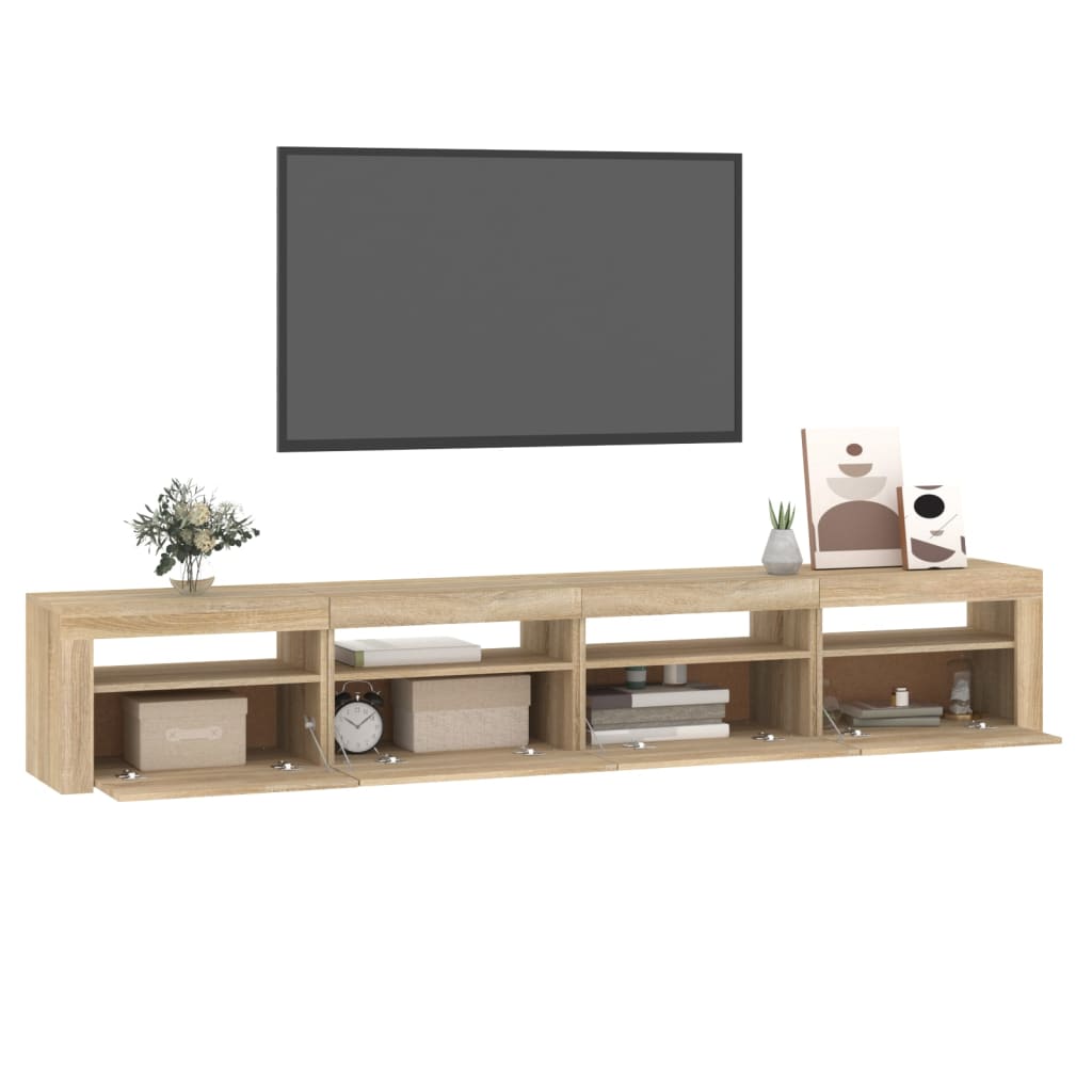 Tv-meubel met LED-verlichting 240x35x40 cm sonoma eikenkleurig – afbeelding 11