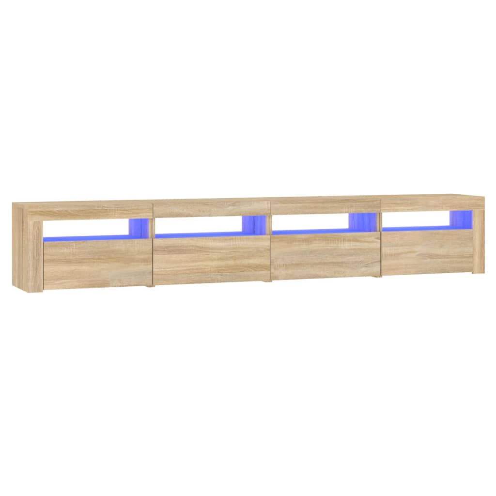 Tv-meubel met LED-verlichting 240x35x40 cm sonoma eikenkleurig – afbeelding 2