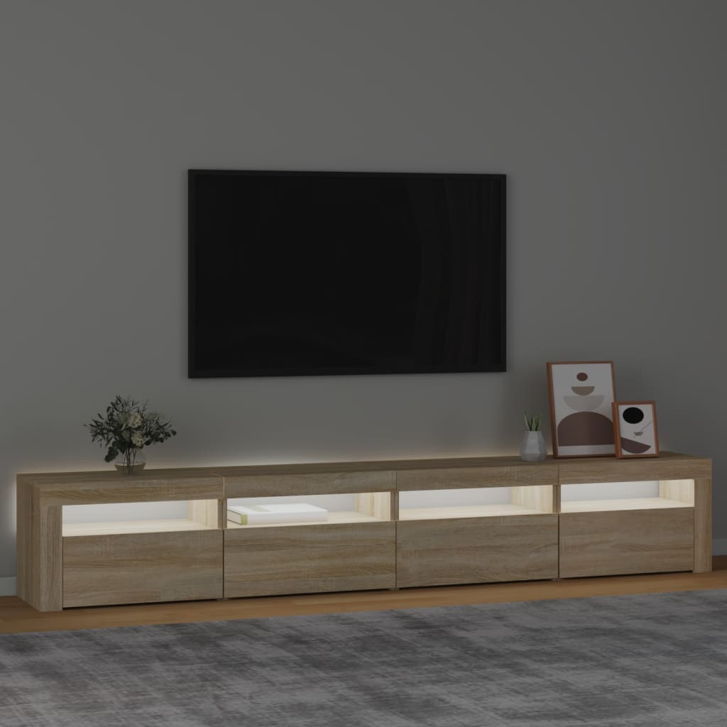 Tv-meubel met LED-verlichting 240x35x40 cm sonoma eikenkleurig – afbeelding 3