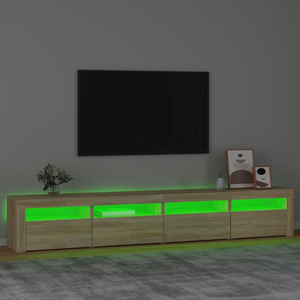 Tv-meubel met LED-verlichting 240x35x40 cm sonoma eikenkleurig – afbeelding 4