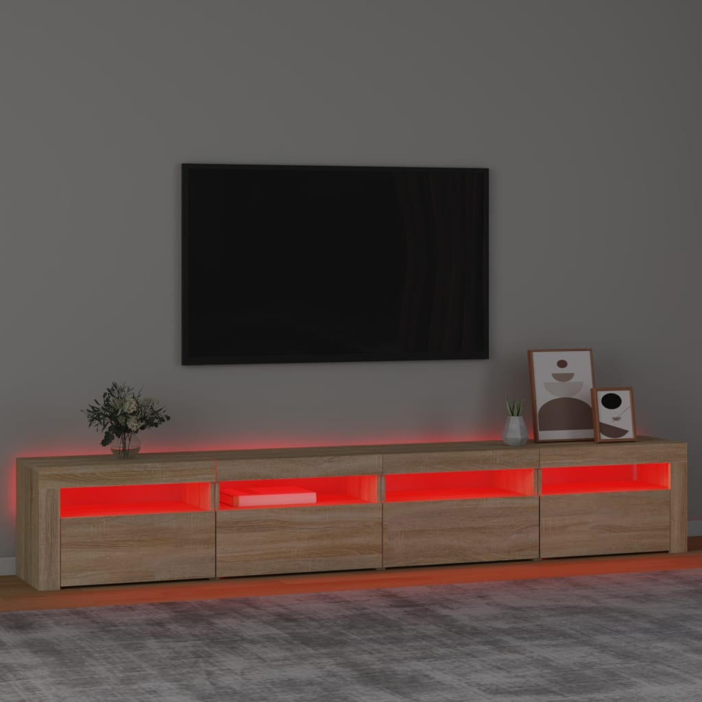 Tv-meubel met LED-verlichting 240x35x40 cm sonoma eikenkleurig – afbeelding 5