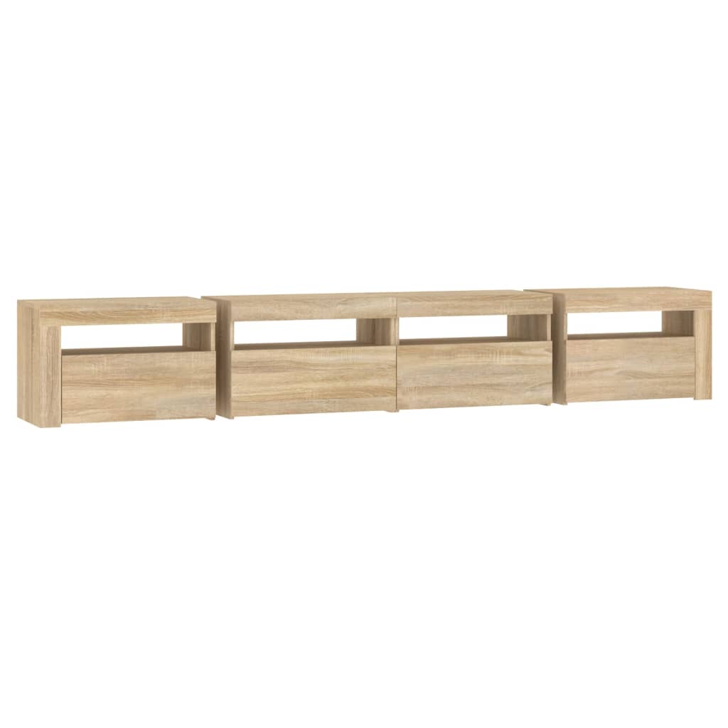 Tv-meubel met LED-verlichting 240x35x40 cm sonoma eikenkleurig – afbeelding 7