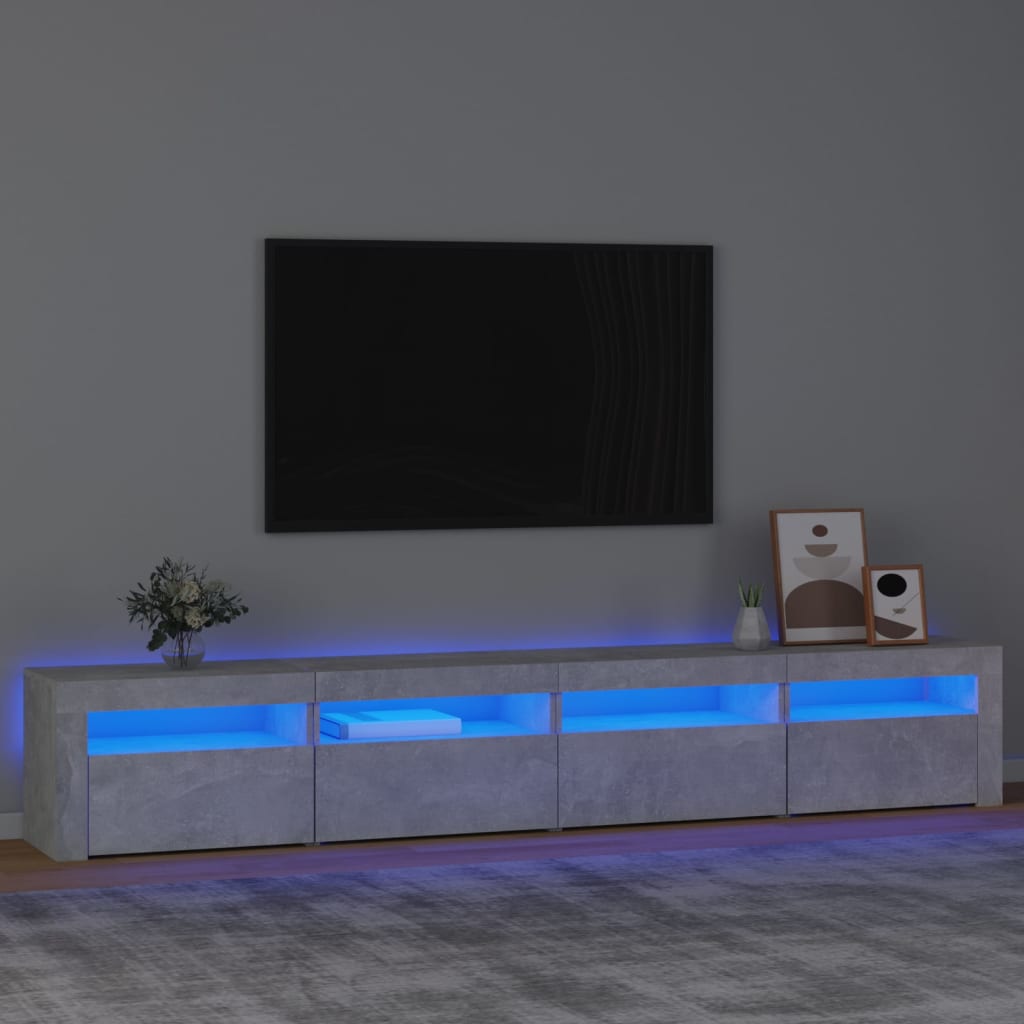Tv-meubel met LED-verlichting 240x35x40 cm betongrijs – afbeelding 1