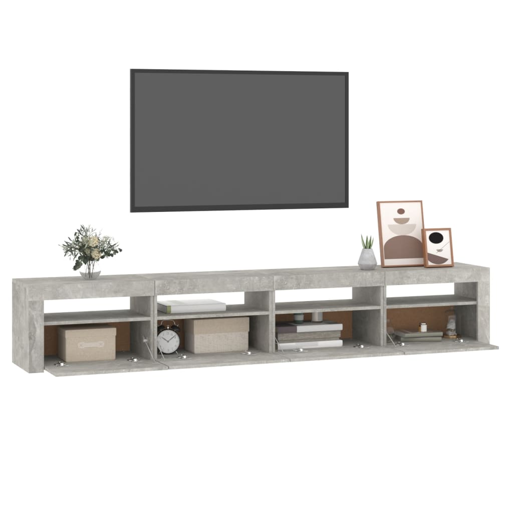 Tv-meubel met LED-verlichting 240x35x40 cm betongrijs – afbeelding 11