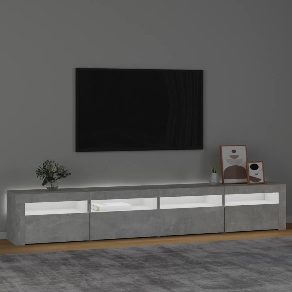 Tv-meubel met LED-verlichting 240x35x40 cm betongrijs – afbeelding 3