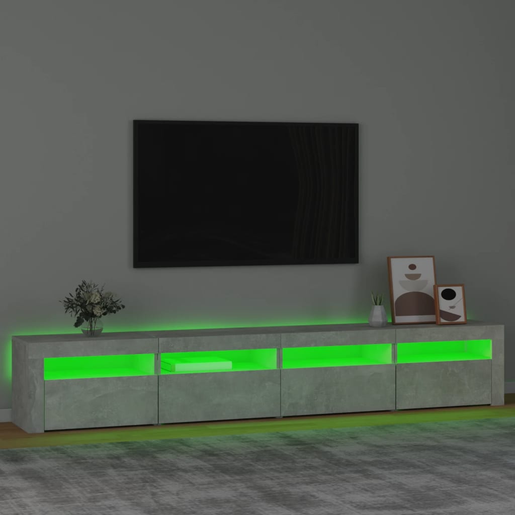 Tv-meubel met LED-verlichting 240x35x40 cm betongrijs – afbeelding 4