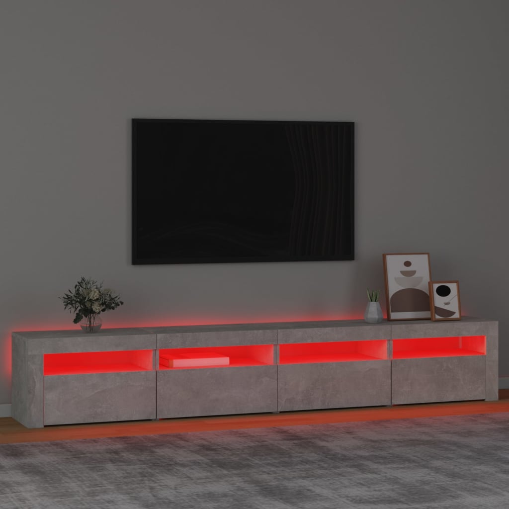 Tv-meubel met LED-verlichting 240x35x40 cm betongrijs – afbeelding 5