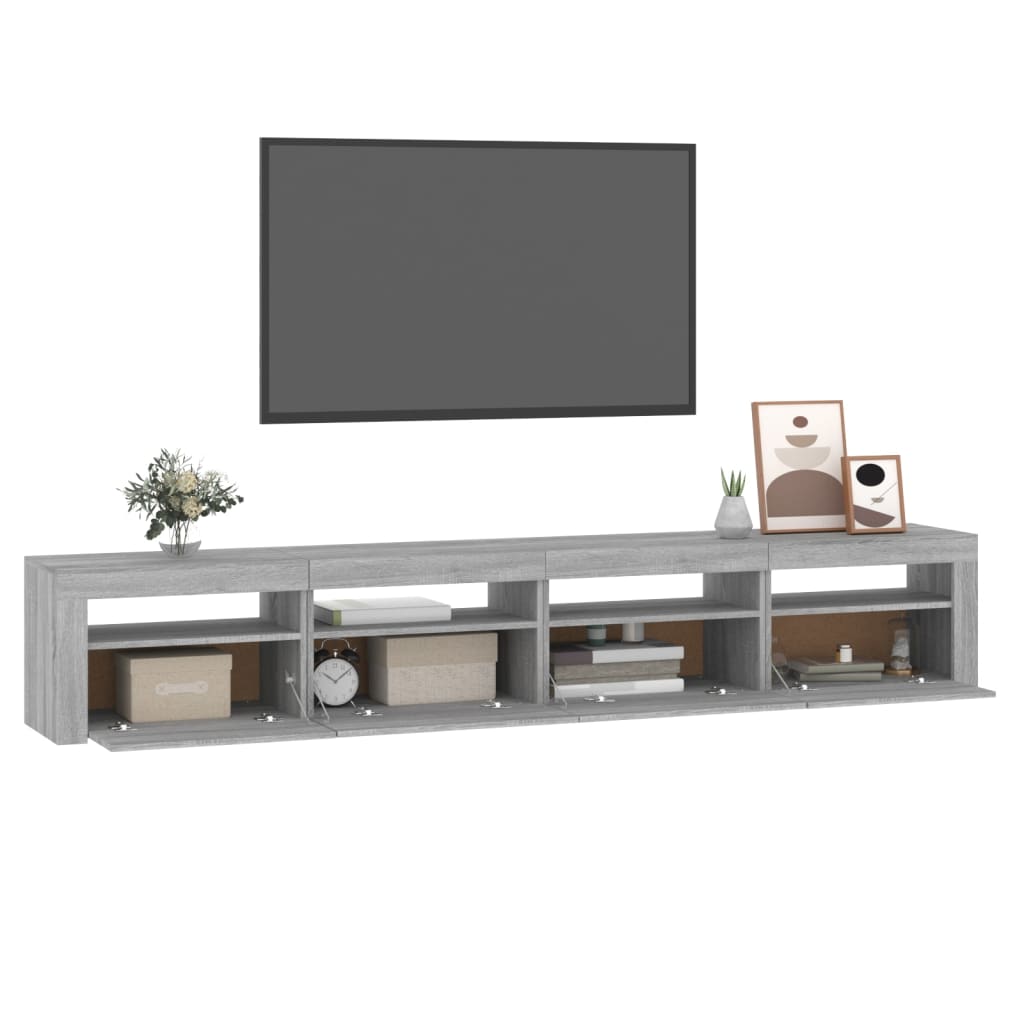 Tv-meubel met LED-verlichting 240x35x40 cm grijs sonoma eiken – afbeelding 11