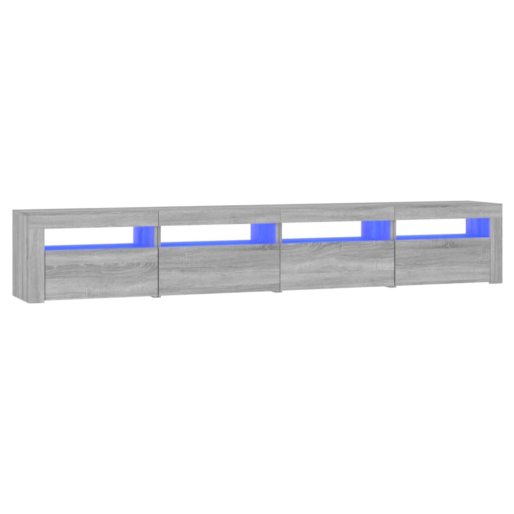 Tv-meubel met LED-verlichting 240x35x40 cm grijs sonoma eiken – afbeelding 2