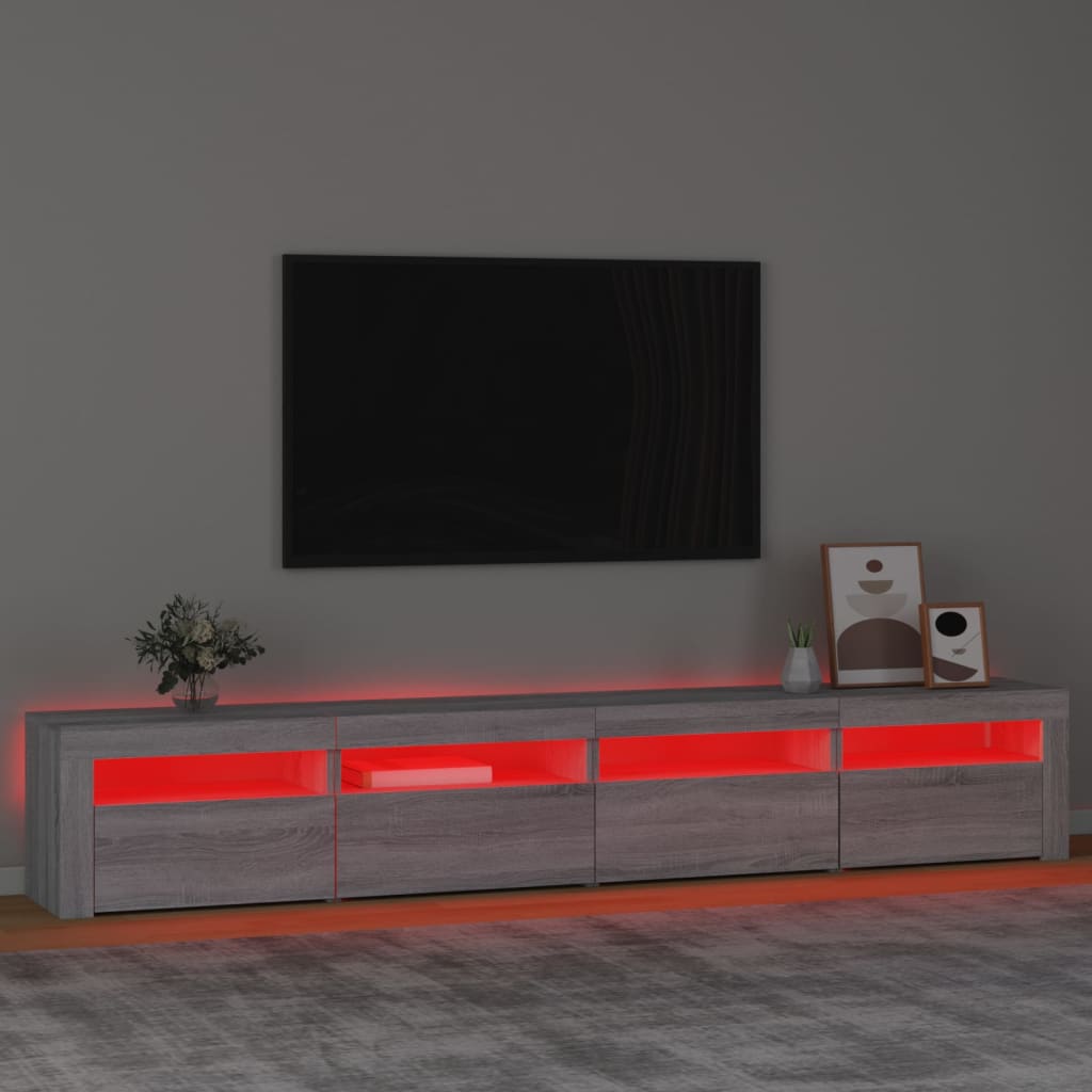 Tv-meubel met LED-verlichting 240x35x40 cm grijs sonoma eiken – afbeelding 5