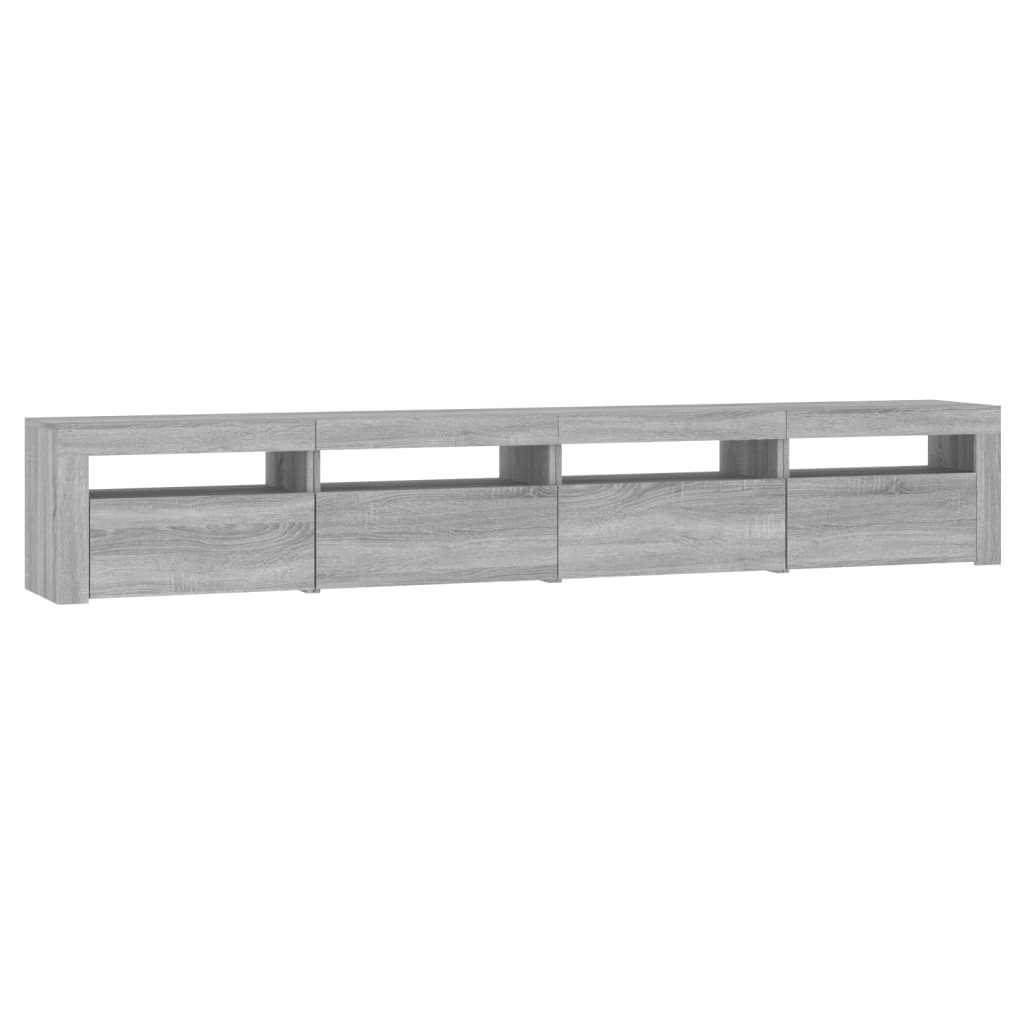 Tv-meubel met LED-verlichting 240x35x40 cm grijs sonoma eiken – afbeelding 6