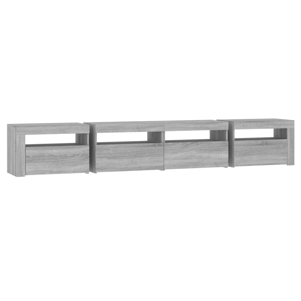 Tv-meubel met LED-verlichting 240x35x40 cm grijs sonoma eiken – afbeelding 7