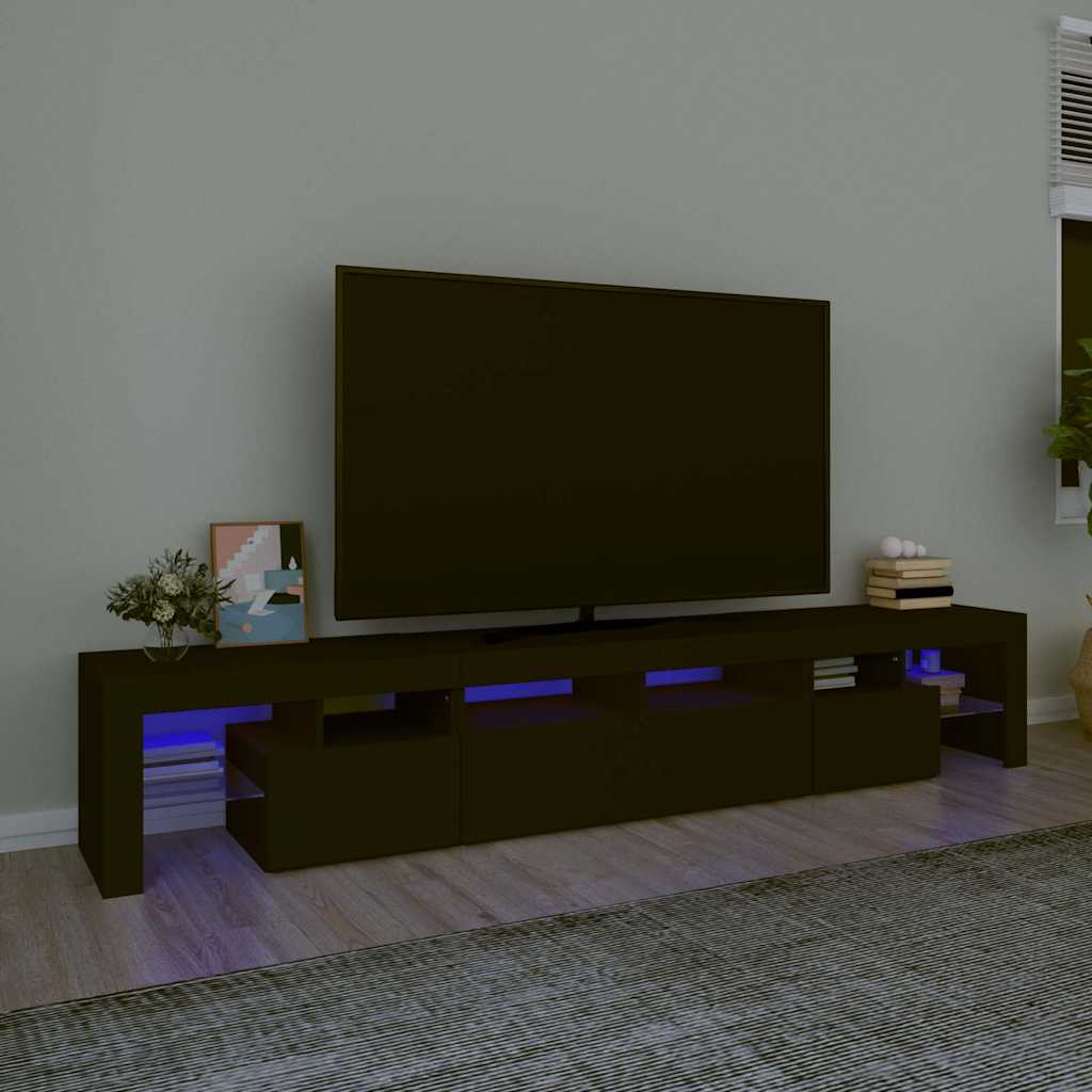 Tv-meubel met LED-verlichting 230x36,5x40 cm zwart – afbeelding 1