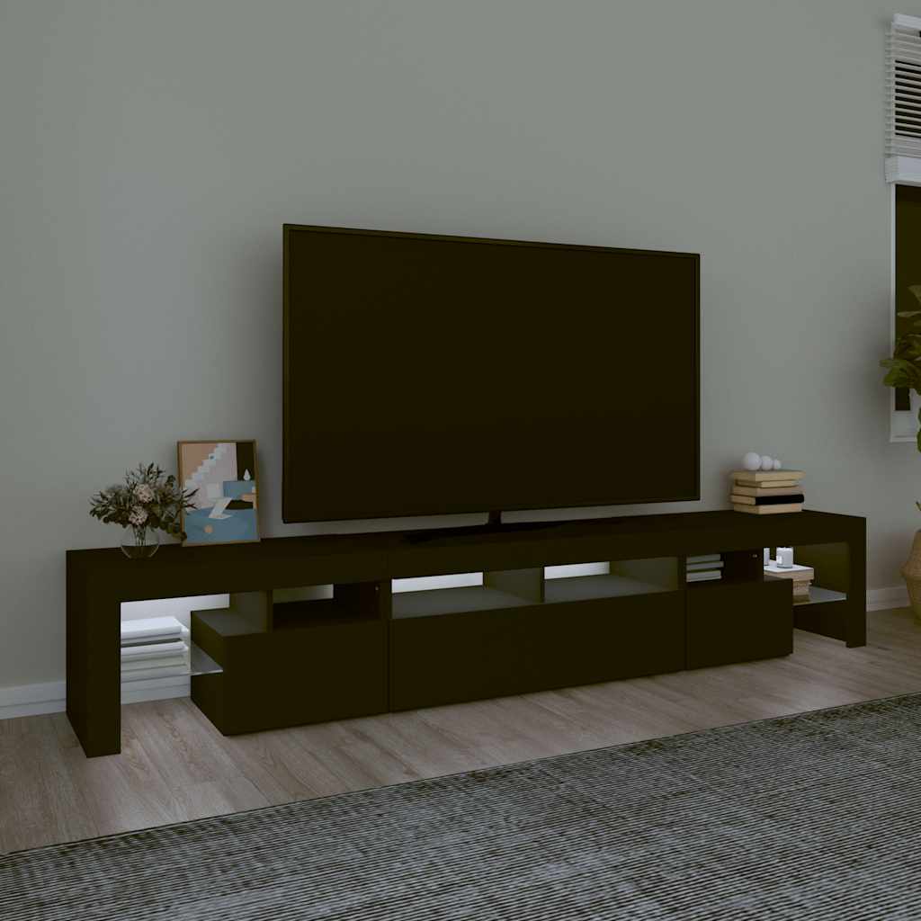 Tv-meubel met LED-verlichting 230x36,5x40 cm zwart – afbeelding 3