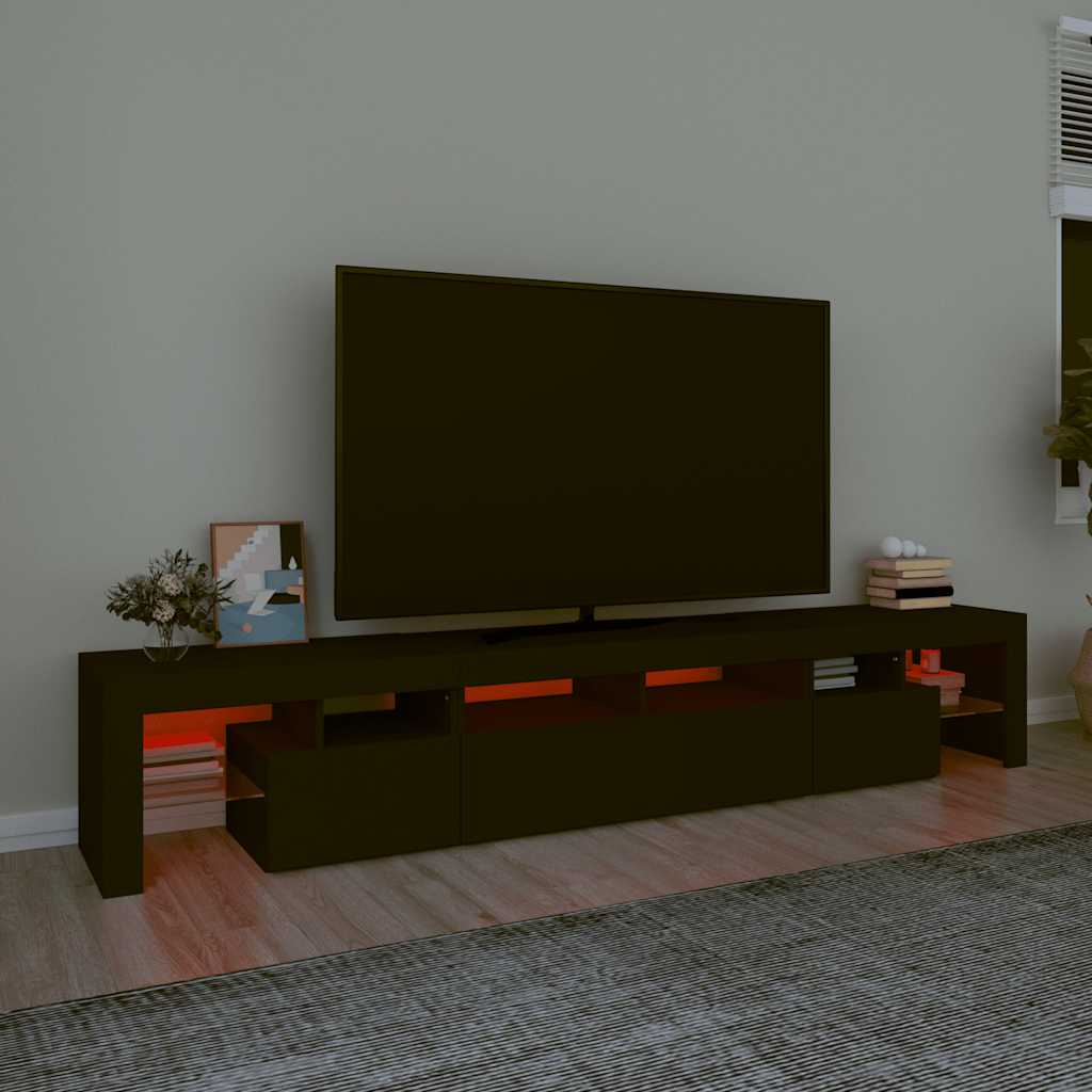 Tv-meubel met LED-verlichting 230x36,5x40 cm zwart – afbeelding 5