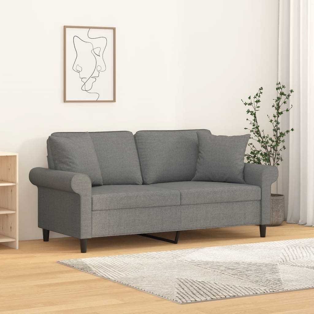 Tweezitsbank met kussens 140 cm stof donkergrijs – afbeelding 1