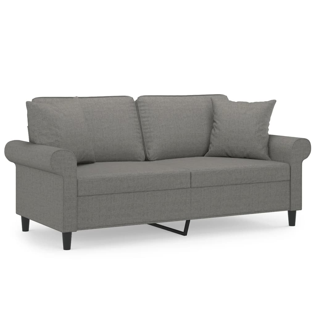 Tweezitsbank met kussens 140 cm stof donkergrijs – afbeelding 2