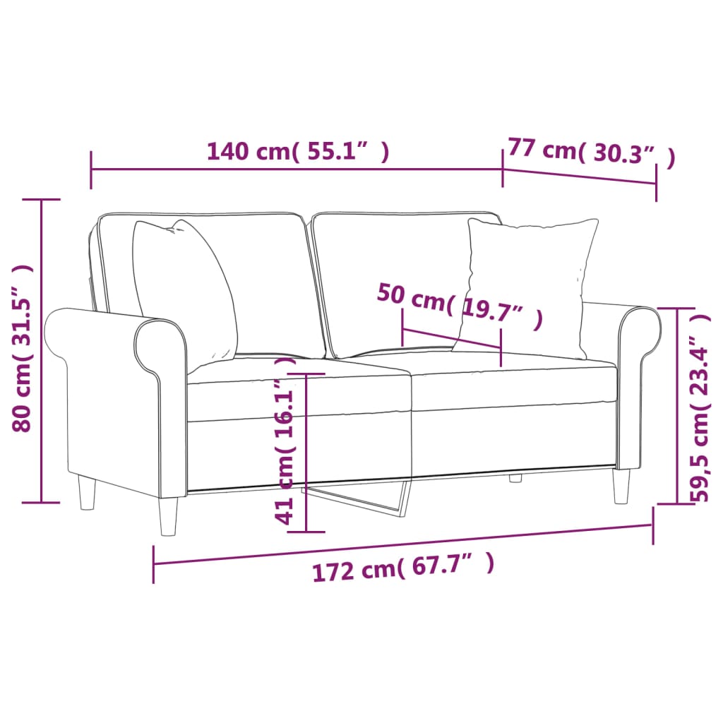 Tweezitsbank met kussens 140 cm stof donkergrijs – afbeelding 7