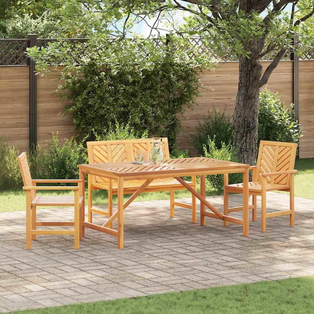 Tuin eettafelset 4 pcs Bruin Massief Acaciahout – afbeelding 1