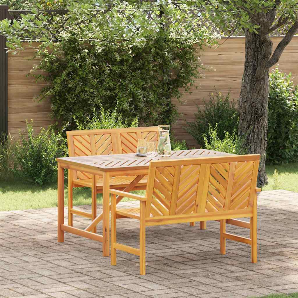 Tuin eettafelset 3 pcs Bruin Massief Acaciahout – afbeelding 1