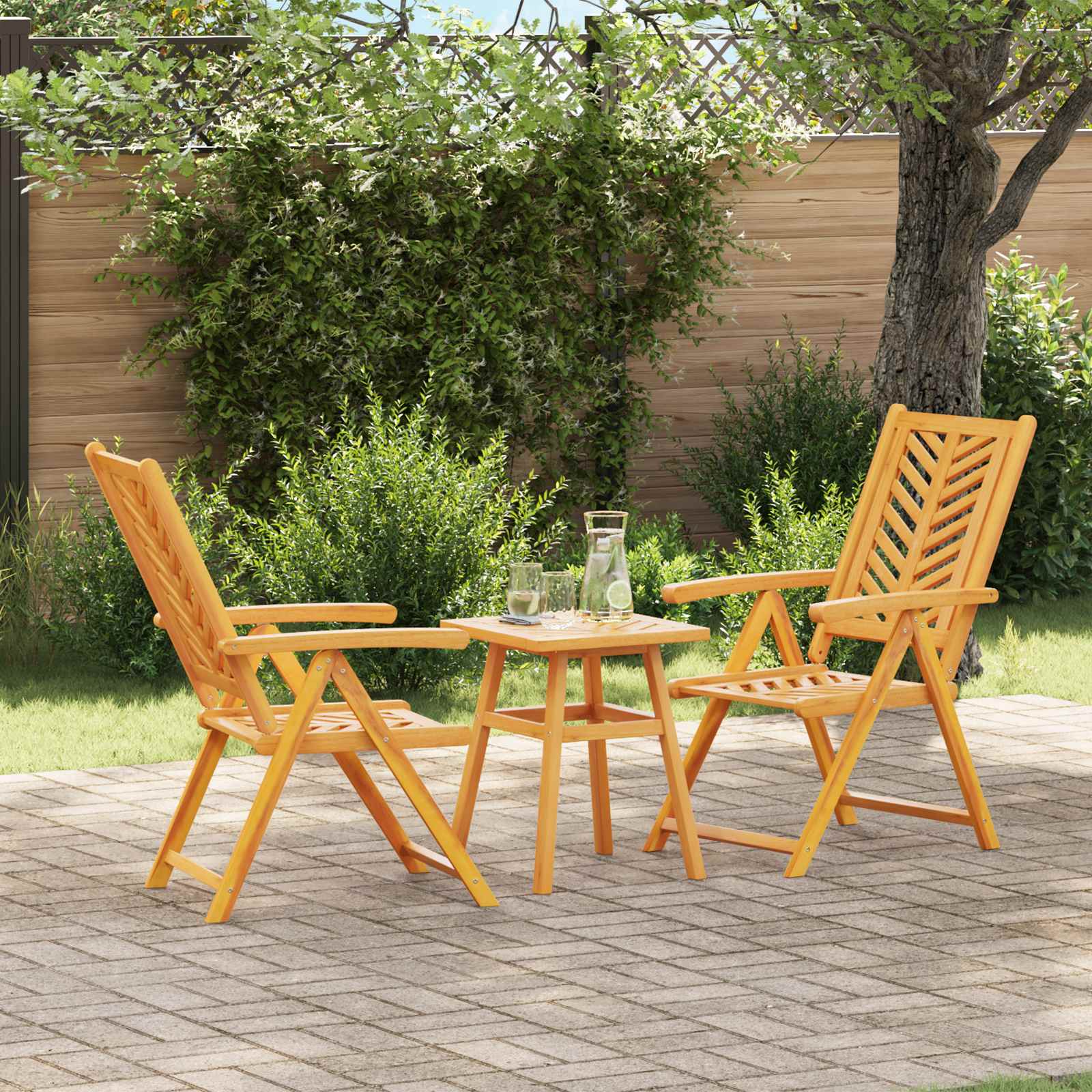 Tuin eettafelset 3 pcs Bruin Massief Acaciahout – afbeelding 1