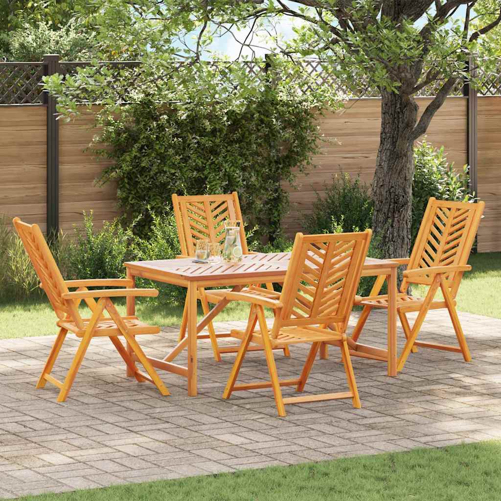 Tuin eettafelset 5 pcs Bruin Massief Acaciahout – afbeelding 1