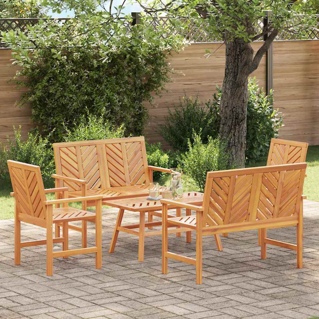 Tuin loungeset 5 pcs Bruin Massief Acaciahout – afbeelding 1