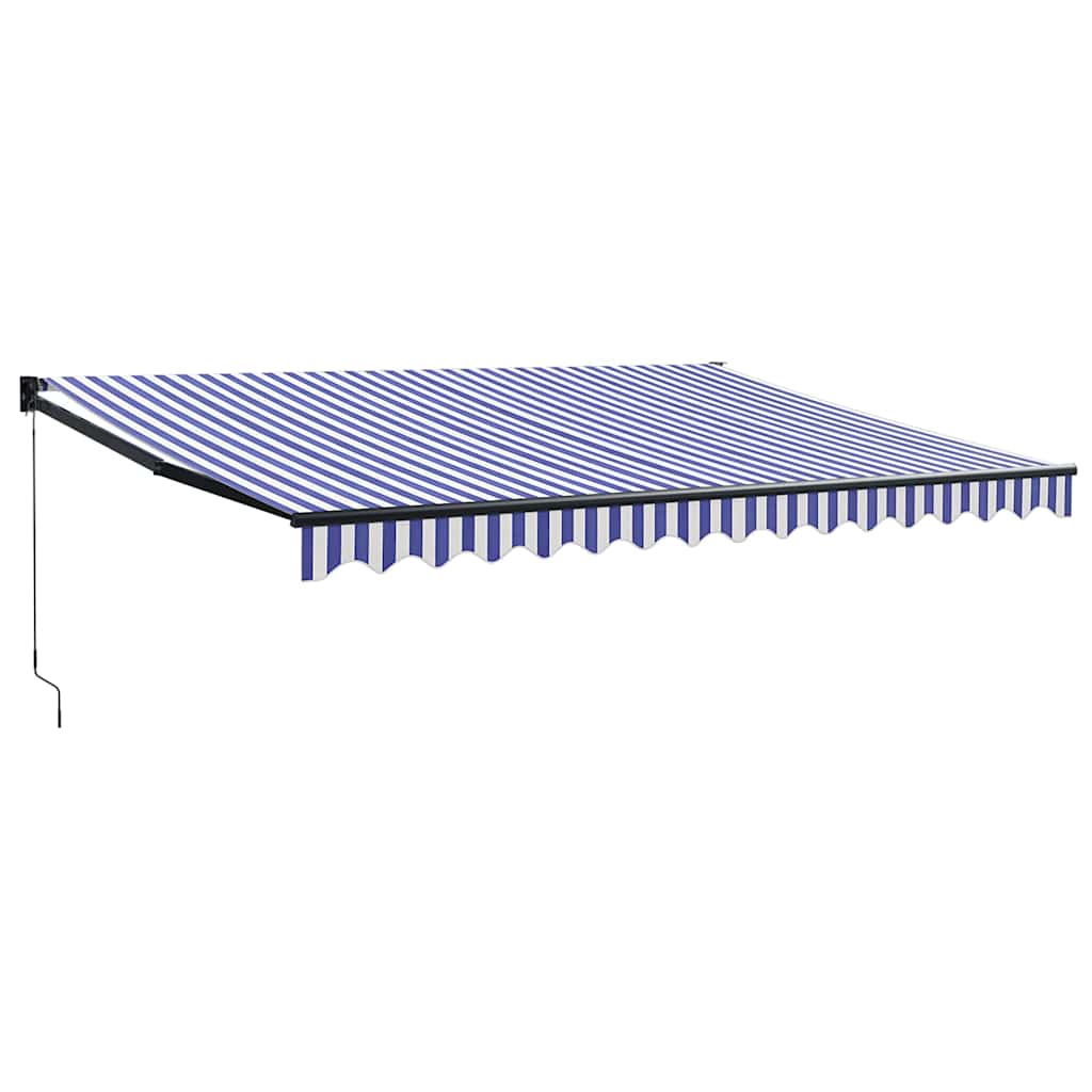 Luifel uittrekbaar 4x3 m stof en aluminium blauw en wit – afbeelding 2