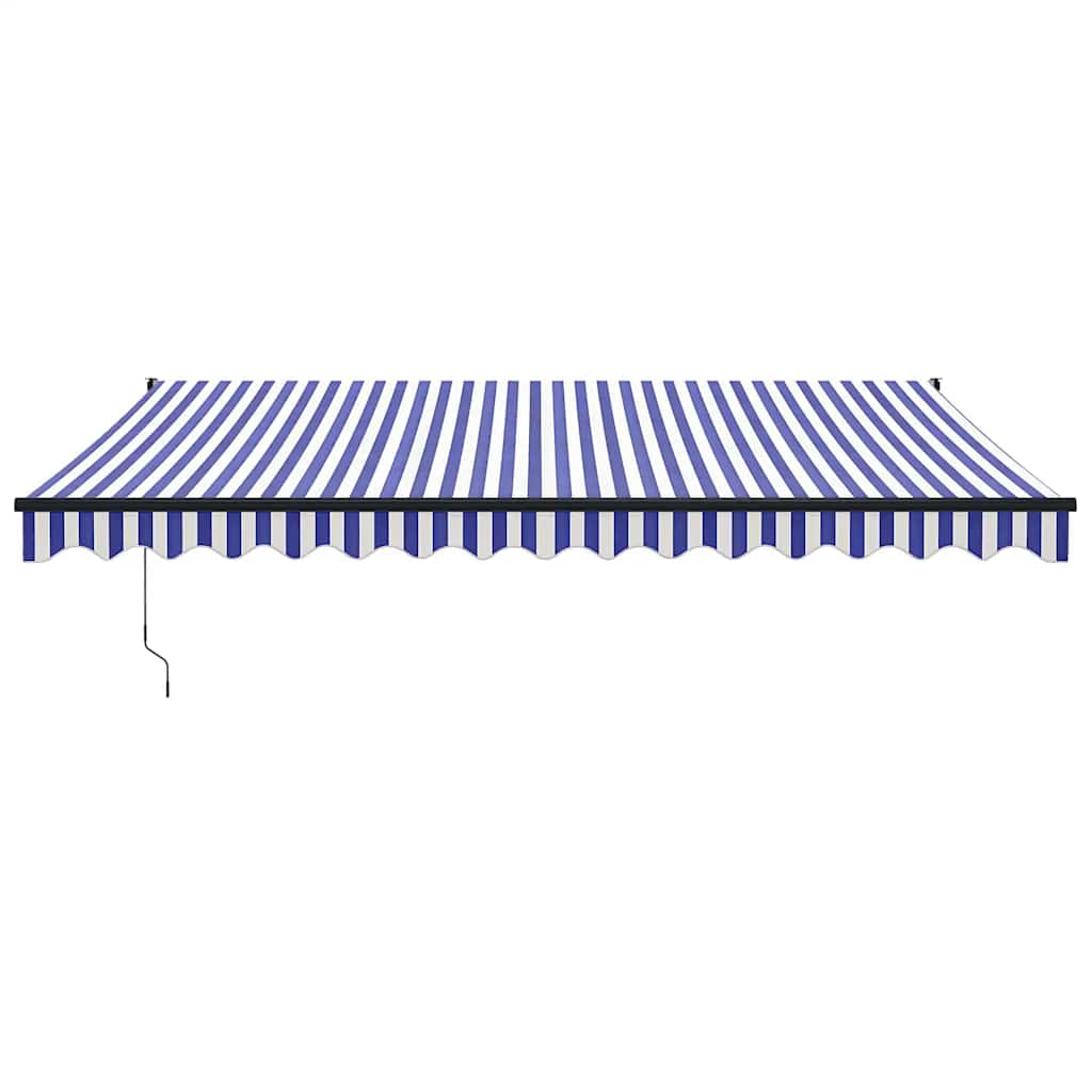 Luifel uittrekbaar 4x3 m stof en aluminium blauw en wit – afbeelding 3