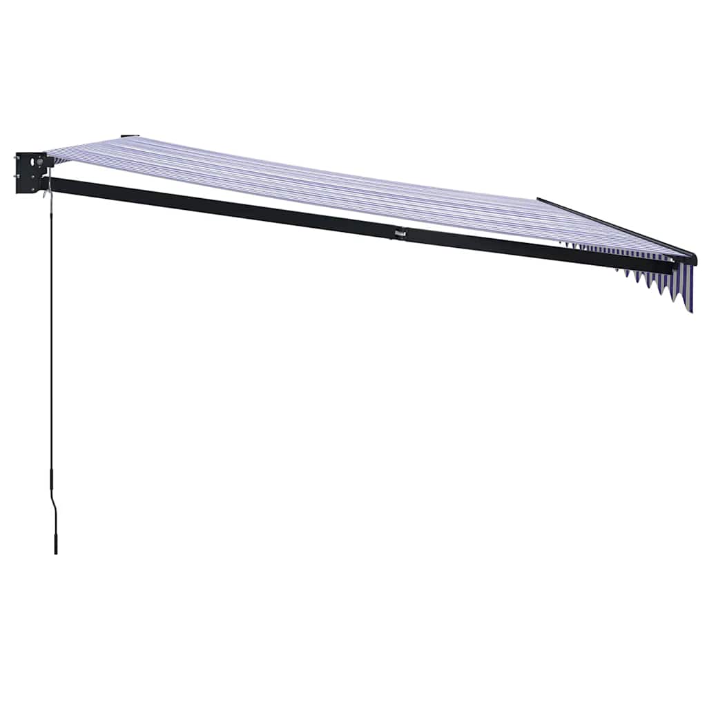 Luifel uittrekbaar 4x3 m stof en aluminium blauw en wit – afbeelding 4