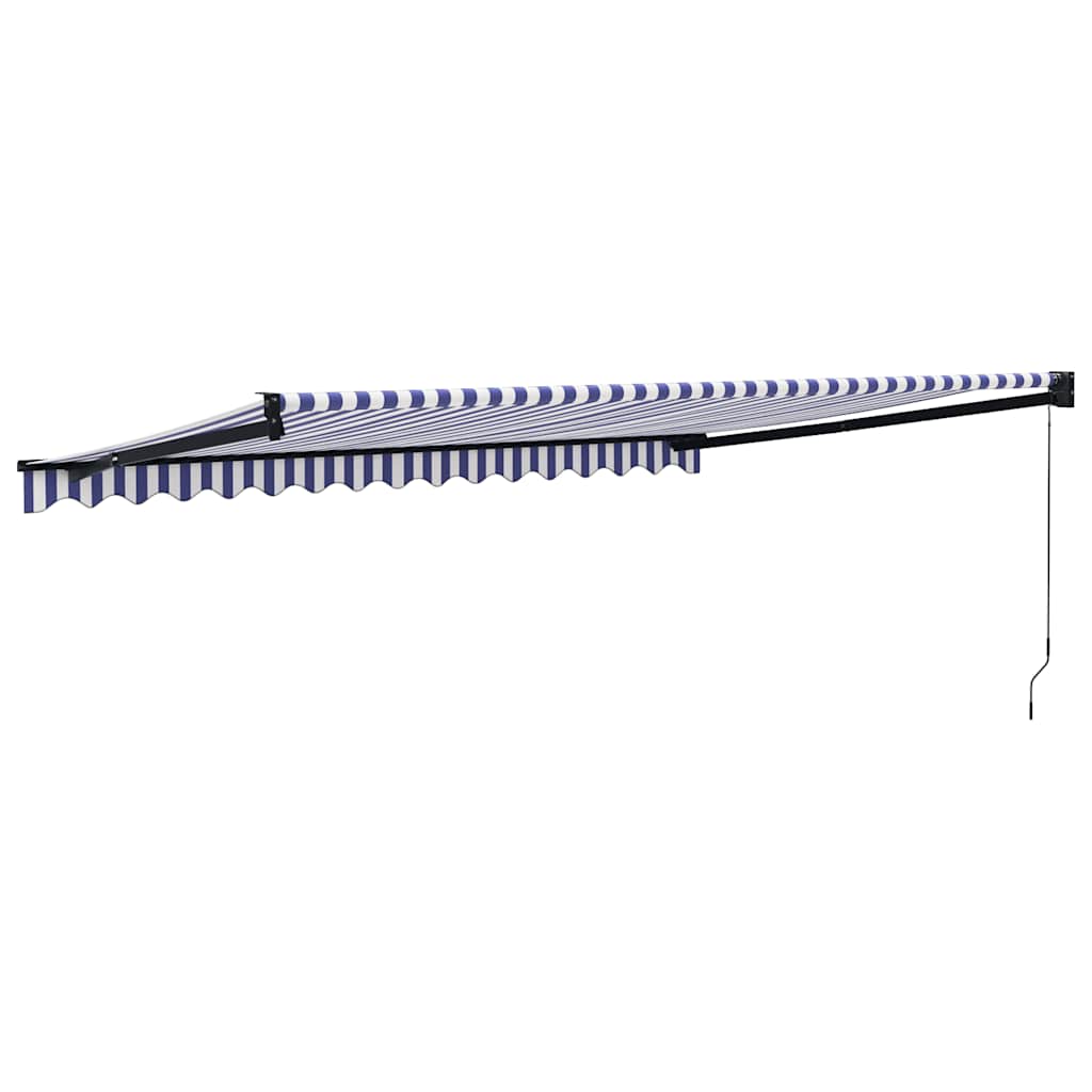 Luifel uittrekbaar 4x3 m stof en aluminium blauw en wit – afbeelding 5