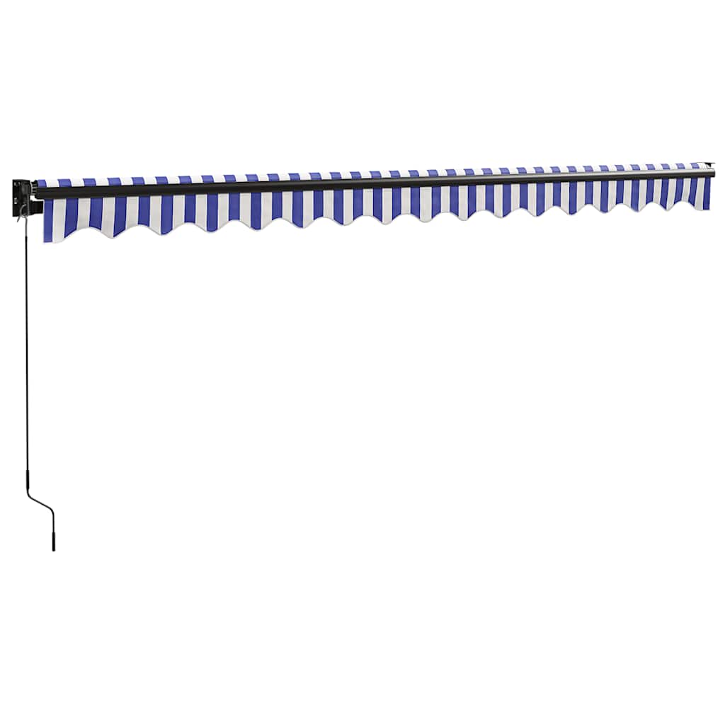 Luifel uittrekbaar 4x3 m stof en aluminium blauw en wit – afbeelding 6