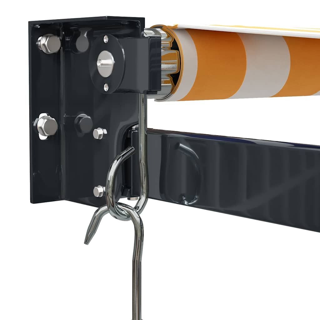 Luifel uittrekbaar 4x3 m stof en aluminium geel en wit – afbeelding 7