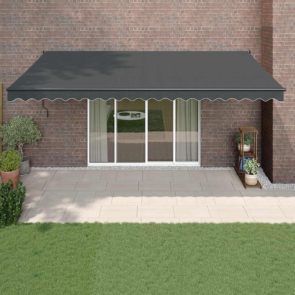 Luifel uittrekbaar 5x3 m stof en aluminium antracietkleurig