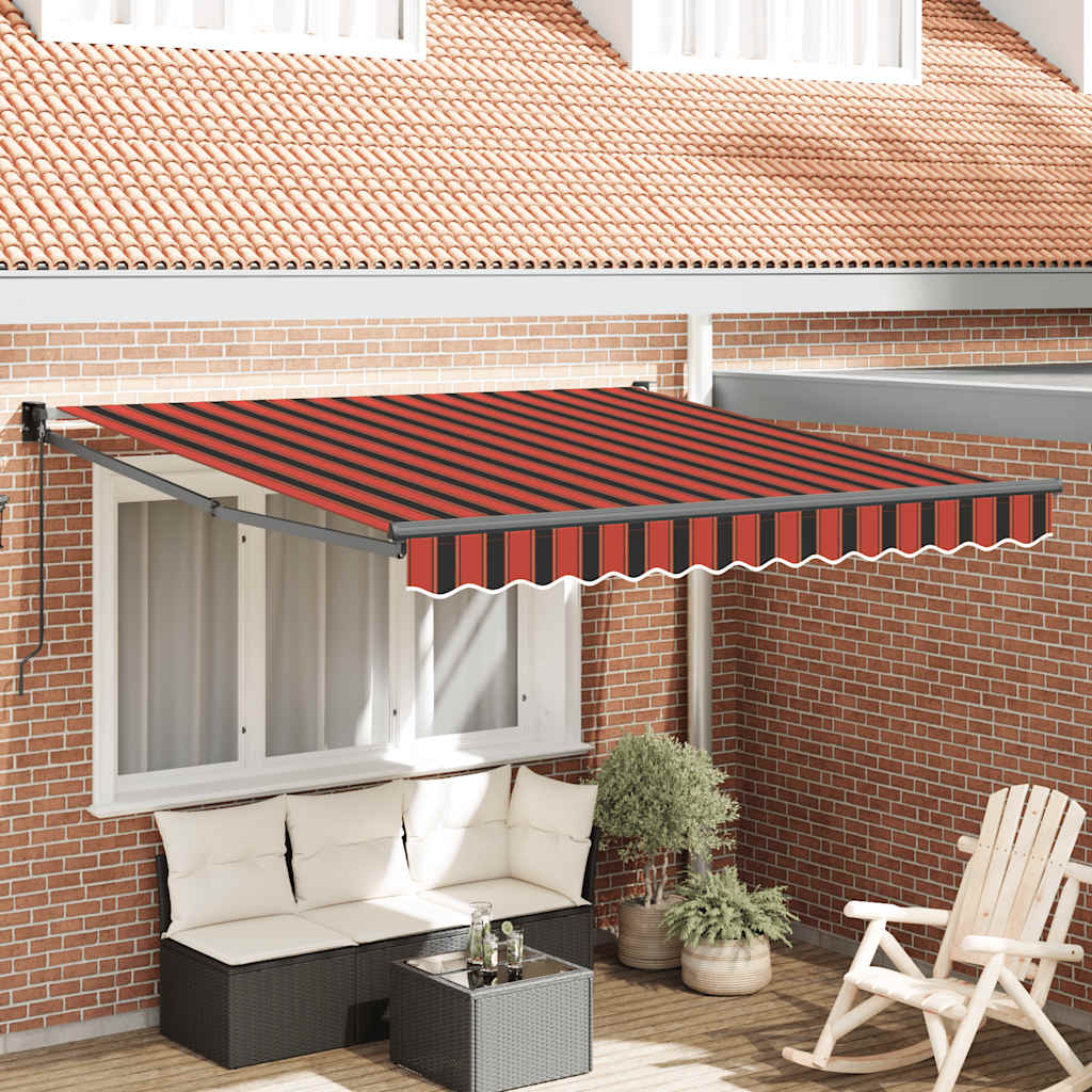 Luifel uittrekbaar 3x2,5 m stof en aluminium oranje en bruin