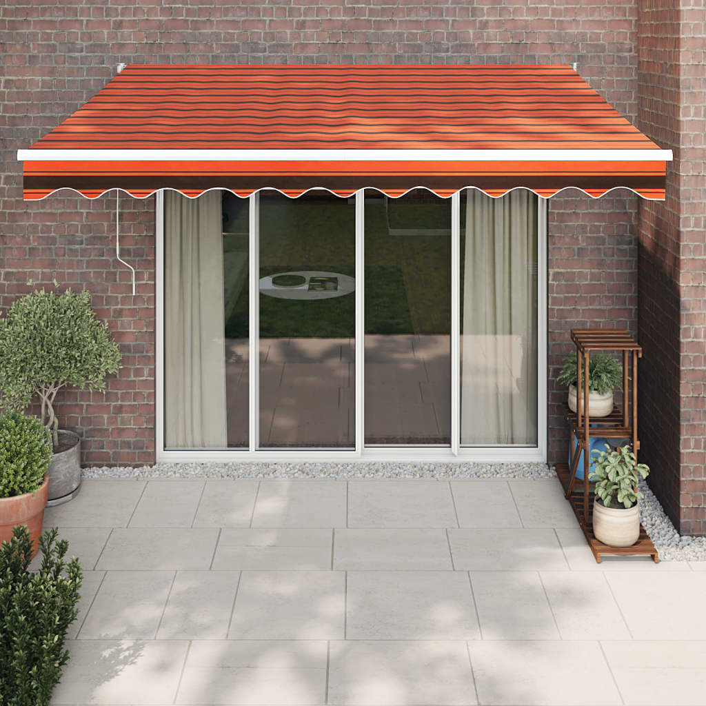 Luifel automatisch uitschuifbaar 3,5x2,5 m oranje en bruin – afbeelding 1