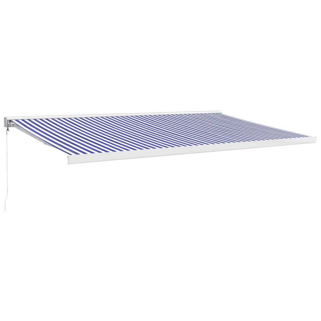 Luifel uittrekbaar 5x3 m stof en aluminium blauw en wit – afbeelding 2