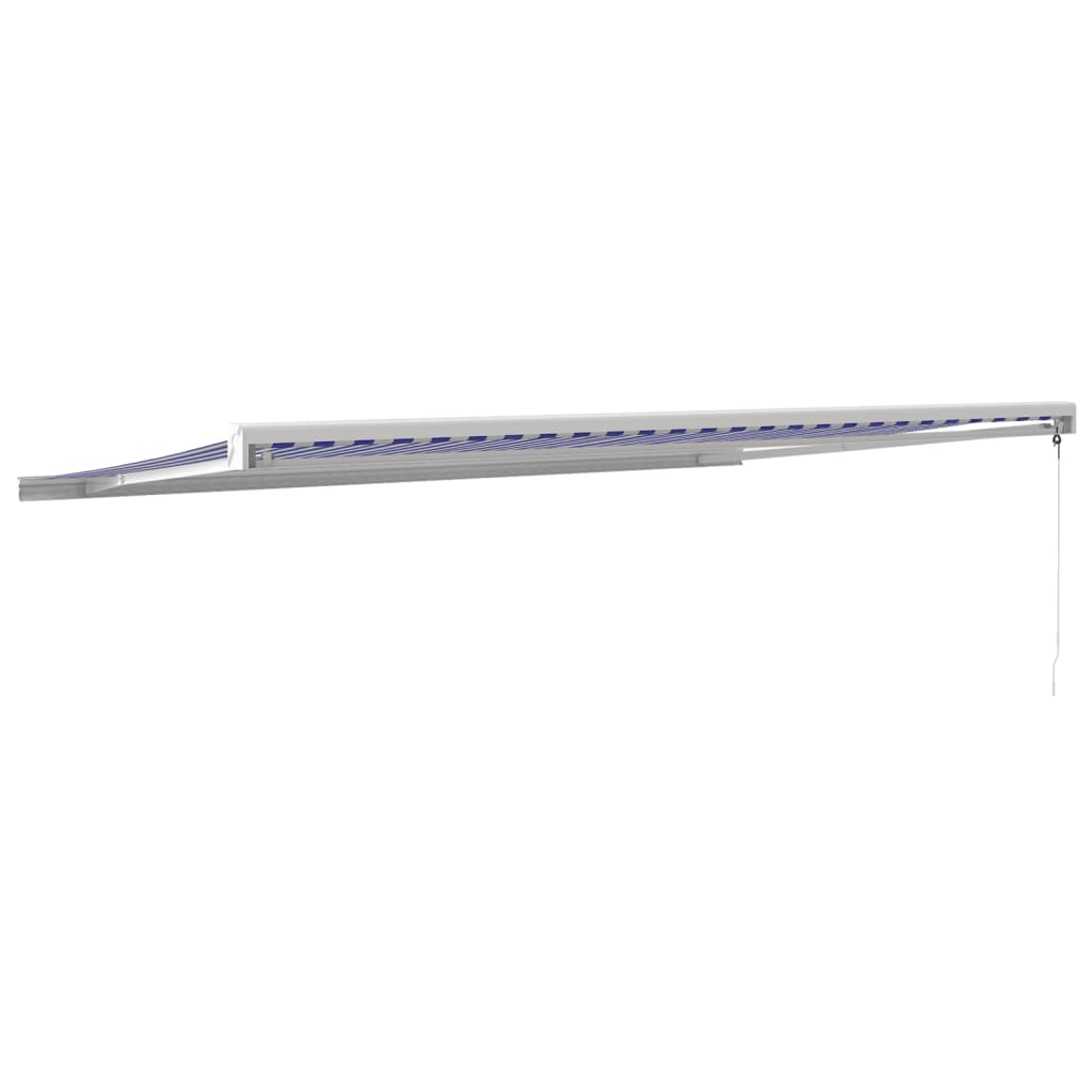 Luifel uittrekbaar 5x3 m stof en aluminium blauw en wit – afbeelding 5