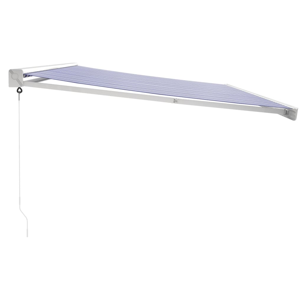 Luifel uittrekbaar 5x3 m stof en aluminium blauw en wit – afbeelding 6