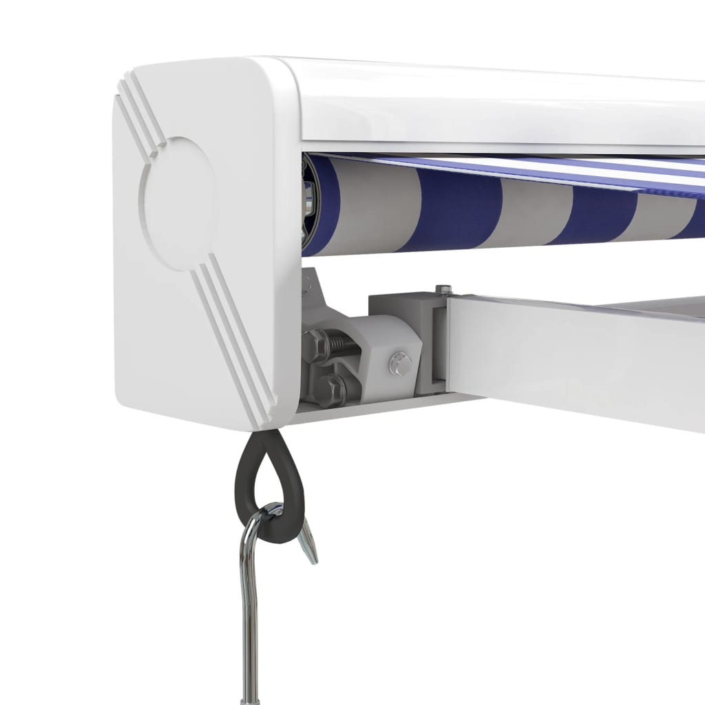 Luifel uittrekbaar 5x3 m stof en aluminium blauw en wit – afbeelding 7