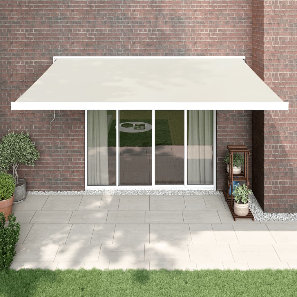 Luifel uittrekbaar 4x3 m stof en aluminium crèmekleurig – afbeelding 1