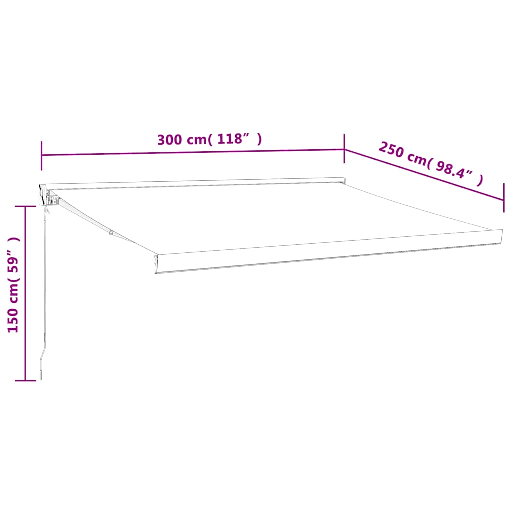 Luifel uittrekbaar 3x2,5 m stof en aluminium geel en wit – afbeelding 9