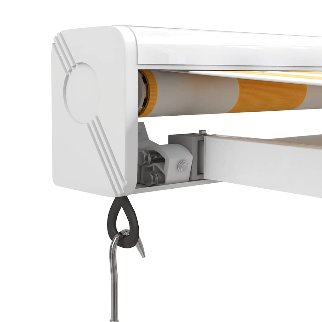 Luifel uittrekbaar 4x3 m stof en aluminium geel en wit – afbeelding 7