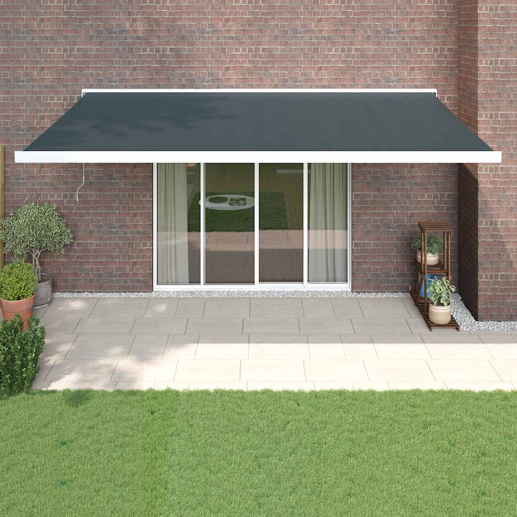 Luifel uittrekbaar 5x3 m stof en aluminium antracietkleurig – afbeelding 1