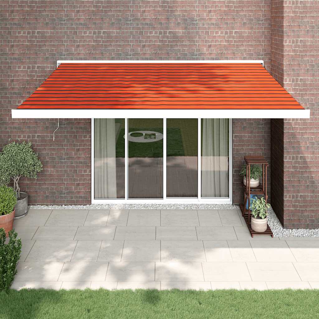 Luifel uittrekbaar 4x3 m stof en aluminium oranje en bruin – afbeelding 1