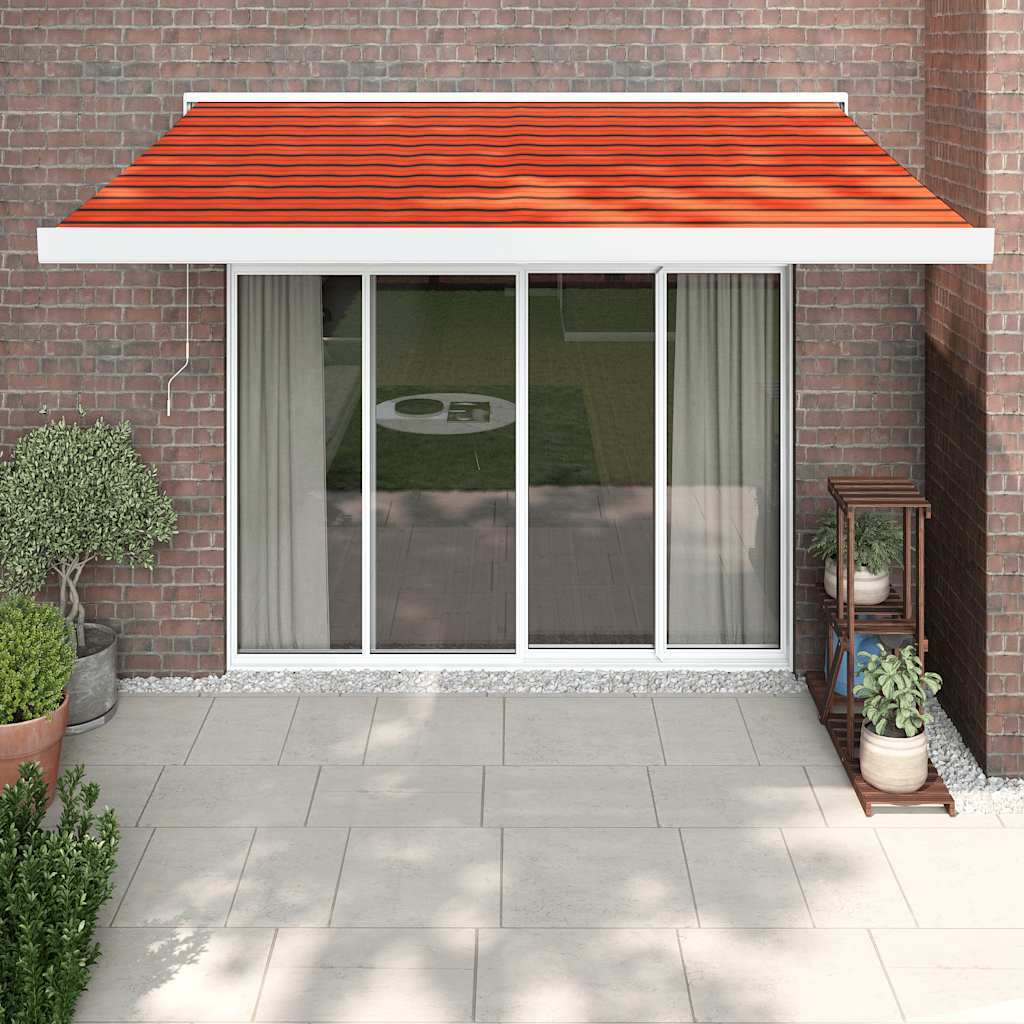 Luifel uittrekbaar 3,5x2,5 m stof en aluminium oranje en bruin – afbeelding 1