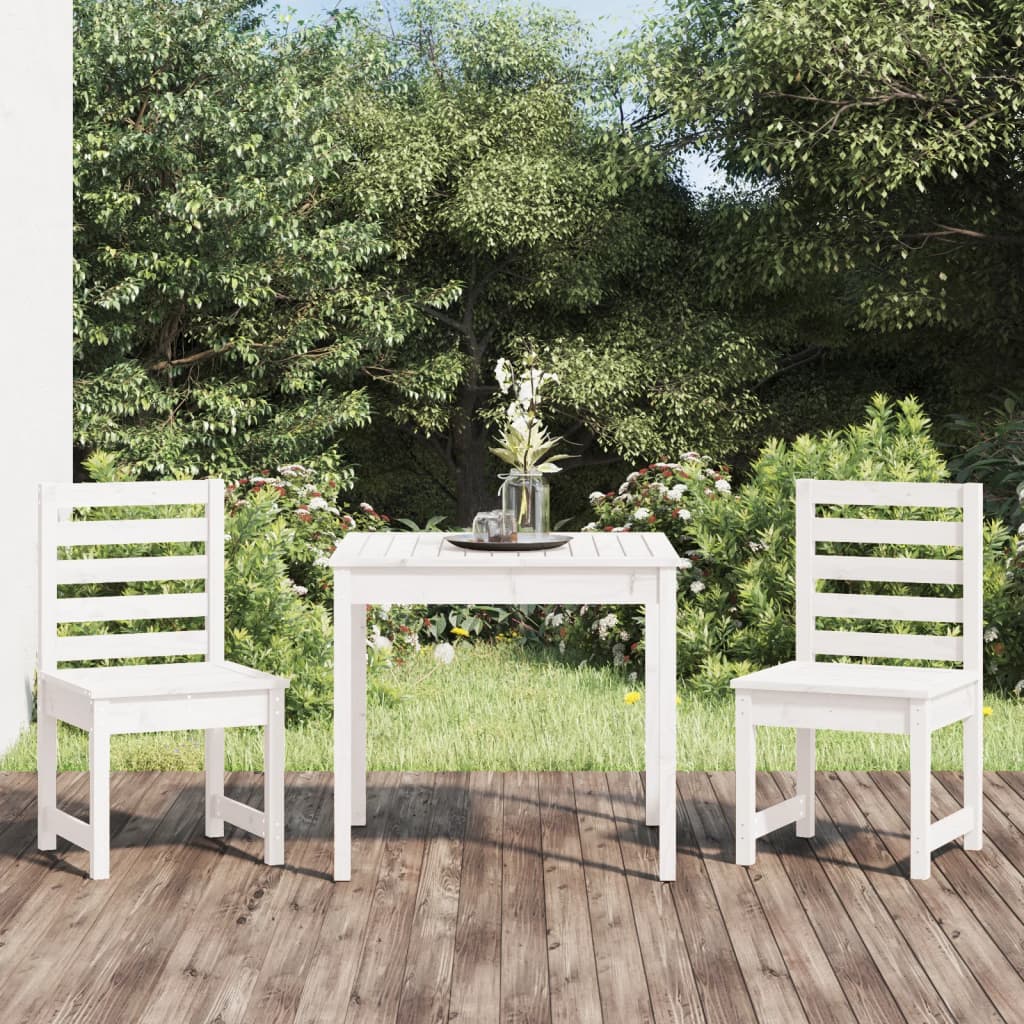 3-delige Bistroset massief grenenhout wit – afbeelding 1