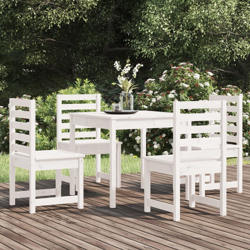 5-delige Tuinset massief grenenhout wit – afbeelding 1